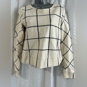 LOFT Women's Cream Plaid Sweater